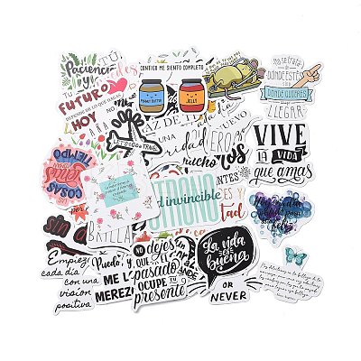 50Pcs Inspirational Spanish Word Paper Stickers Set DIY-C062-03-1