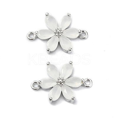 Brass Pave Cubic Zirconia Connector Charms KK-B072-01P-01-1