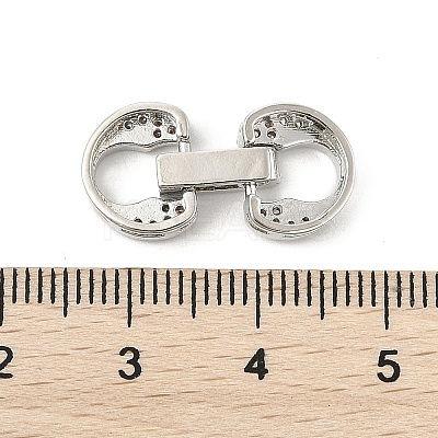 Brass Micro Pave Clear Cubic Zirconia Fold Over Clasps KK-U059-14P-1