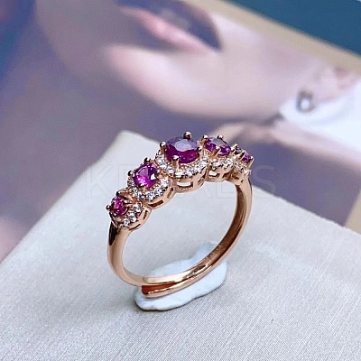 Flat Round Natural Garnet Finger Rings FS-WG33969-01-1
