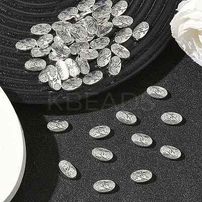 Oval with Flower Tibetan Style Alloy Beads X-TIBEB-1199-AS-LF-1