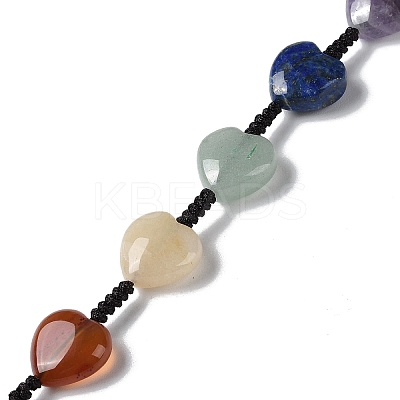 7 Chakra Heart Natural Gemstone Pendant Decoration HJEW-H060-03-1