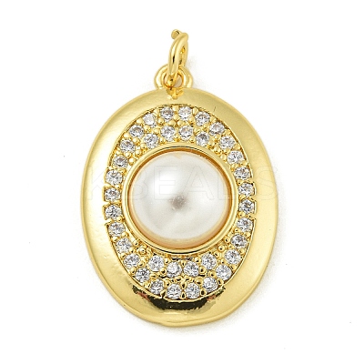 Rack Plating Brass Micro Pave Cubic Zirconia Pendants KK-Z067-20G-1