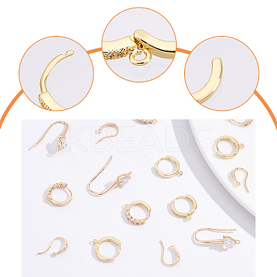 8Pcs 2 Style Brass Huggie Hoop Earring Findings KK-BBC0001-39-1