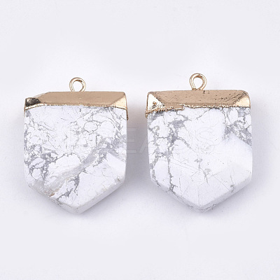 Electroplate Natural Howlite Pendants G-T112-14E-1