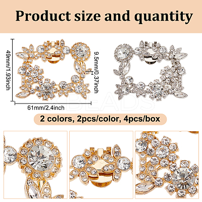 4Pcs 2 Colors Glass Rhinestone Shoe Decoration FIND-GO0002-28-1