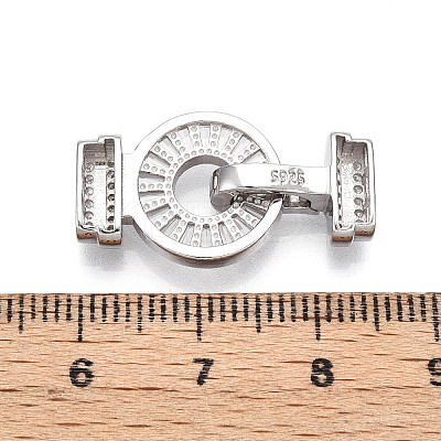 925 Sterling Silver Micro Pave Clear Cubic Zirconia Fold Over Clasps STER-T008-08P-1