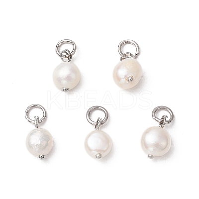 10Pcs 2 Colors Natural Cultured Freshwater Pearl Potato Charms PALLOY-JF03920-1