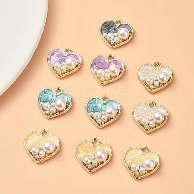 Light Gold Alloy Enamel Pendants ENAM-YW0003-71-1
