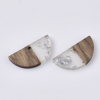 Transparent Resin & Walnut Wood Pendants RESI-S358-54-A02-1
