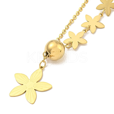 Ion Plating(IP) 201 Stainless Steel Flower Pendant Necklaces NJEW-K270-11G-1