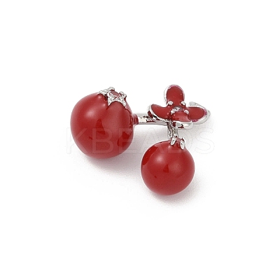 Brass Red Enamel Pendants KK-M322-03P-1