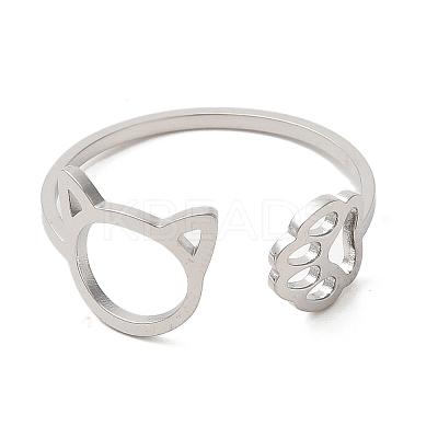 Non-Tarnish 304 Stainless Steel Open Cuff Ring LS-RJEW-Z026-05P-1