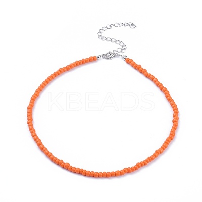 Glass Seed Beaded Necklaces NJEW-JN02691-1