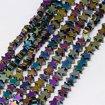 Electroplate Non-magnetic Synthetic Hematite Beads Strands G-J173-4x4mm-08-1