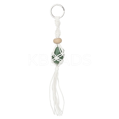 Waxed Cotton Cord Braided Macrame Pouch Gemstone Holder Keychain KEYC-JKC00537-1