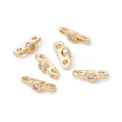 Rack Plating Brass Pave Clear Cubic Zirconia Connector Charms LS-KK-G433-04LG-1