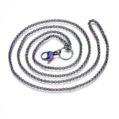 Ion Plating(IP) 304 Stainless Steel Rolo Chain Necklace Making STAS-S119-007-1