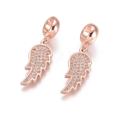 Brass Micro Pave Cubic Zirconia European Dangle Charms ZIRC-E163-11RG-1
