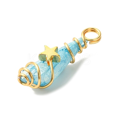 2Pcs Electroplated Natural Quartz Crystal Dyed Copper Wire Wrapped Pendants PALLOY-JF03166-01-1