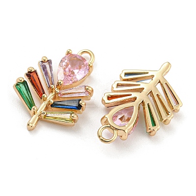Brass Micro Cubic Zirconia Pendants KK-Q789-24G-1
