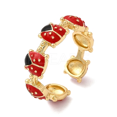 Brass Enamel Adjustable Open Cuff Rings for Women RJEW-I111-01G-08-1