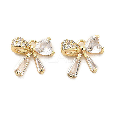Brass Micro Pave Clear Cubic Zirconia Pendants KK-C054-26G-1