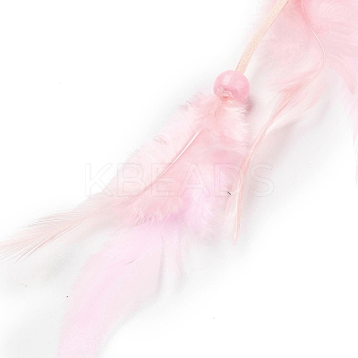 Woven Web/Net with Feather Hanging Ornaments HJEW-G025-03B-1