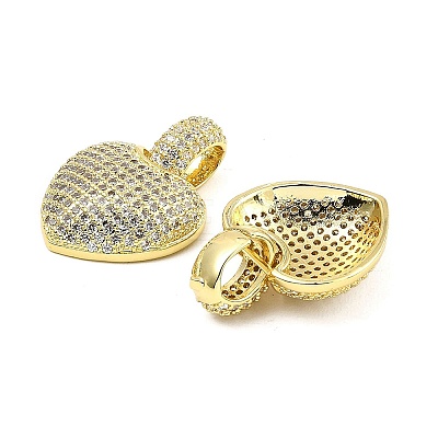 Rack Plating Brass Micro Pave Cubic Zirconia Pendants KK-D043-01G-1