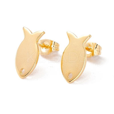 201 Stainless Steel Stud Earring Findings with Hole EJEW-A071-02G-1