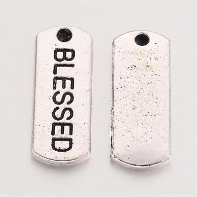 Tibetan Style Alloy Rectangle with Word Blessed Pendants TIBEP-Q043-060-RS-1