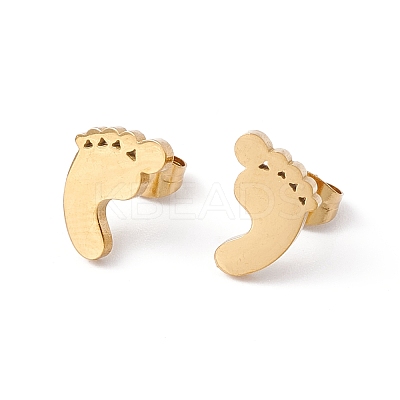 304 Stainless Steel Footprint Stud Earrings for Men Women EJEW-E163-08G-1