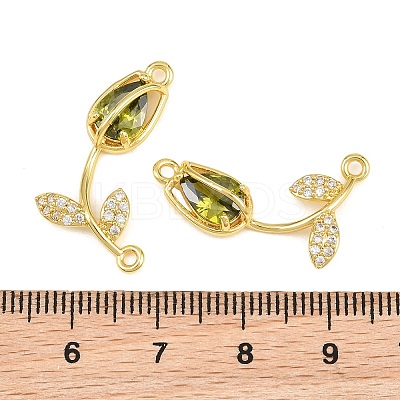 Rack Plating Brass Micro Pave Clear Cubic Zirconia Flower Connertor Charms KK-Z043-03F-1