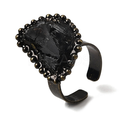 Natural Smoky Quartz Irregular Nugget Open Cuff Rings G-A278-03AB-03-1