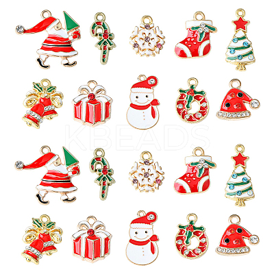20Pcs 10 Styles Christmas Alloy Enamel Pendants ENAM-CJ0004-49-1