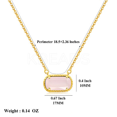 304 Stainless Steel Pave Cubic Zirconia Oval Birth Stone Pendant Necklaces for Women FS-WGC2097-06-1