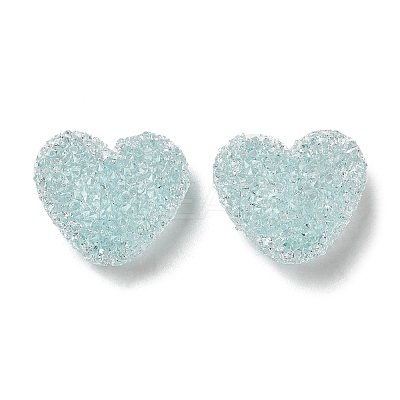 Drusy Heart Resin Rhinestone Beads X-RESI-C038-01-1