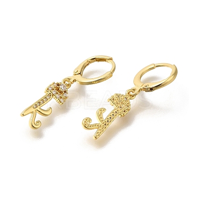 Brass Clear Cubic Zirconia Hoop Earrings EJEW-M045-01K-1