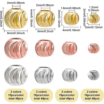 192Pcs 12 Style Brass Beads KK-BC0009-10-1