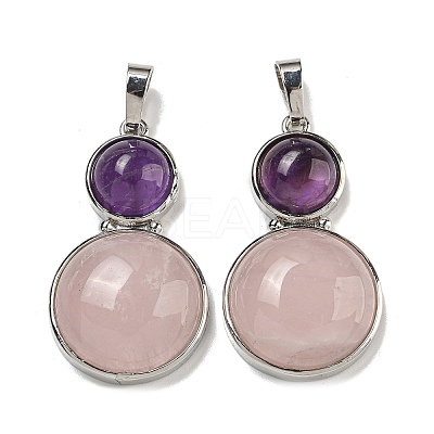 Natural Rose Quartz & Natural Amethyst Pendants G-G147-06P-08-1