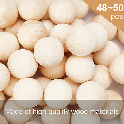 Natural Wooden Round Ball WOOD-PH0008-93-25mm-1