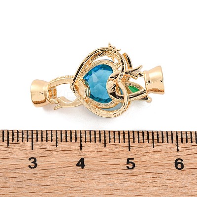 Brass Micro Pave Clear Cubic Zirconia Fold Over Clasps KK-C076-11G-1
