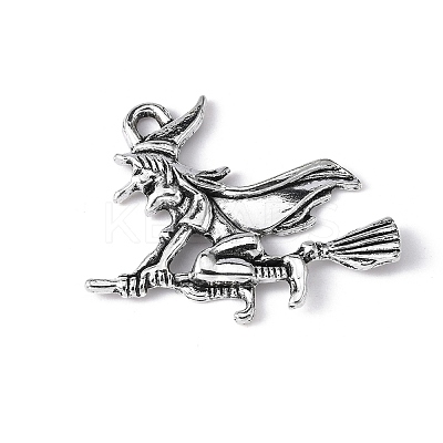 Tibetan Style Halloween Witch Alloy Pendants TIBEP-Q050-06AS-NR-1