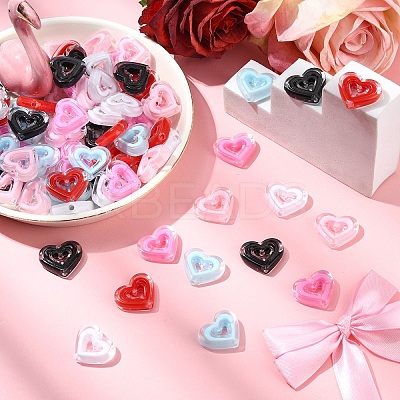 90Pcs 6 Colors Acrylic Beads SACR-YW0001-76-1