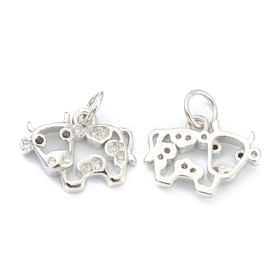 Brass Clear Cubic Zirconia Charms ZIRC-B010-22-1