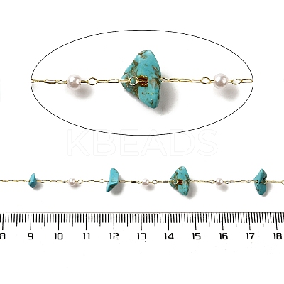 Handmade Synthetic Turquoise Chip Beaded Chains CHC-F020-02G-04-1
