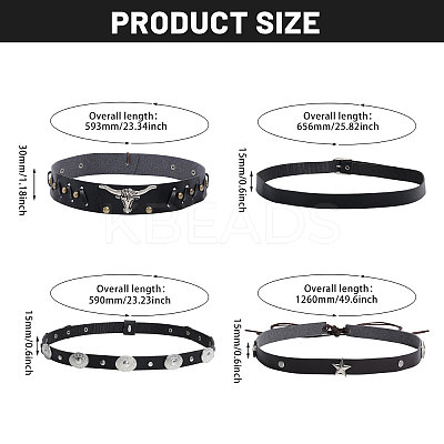 4Pcs 4 Styles Imitation Leather Straw Hat Belt FIND-CA0009-12-1