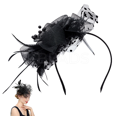 Polyester Mesh Veil Hair Bands OHAR-WH0034-12A-1