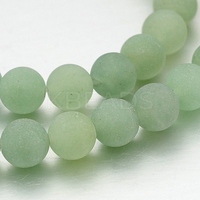 Frosted Round Natural Green Aventurine Bead Strands G-J338-05-8mm-1