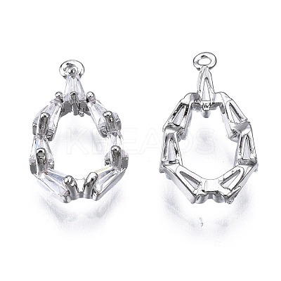 Brass Inlaid Clear Cubic Zirconia Charms ZIRC-S069-021P-1